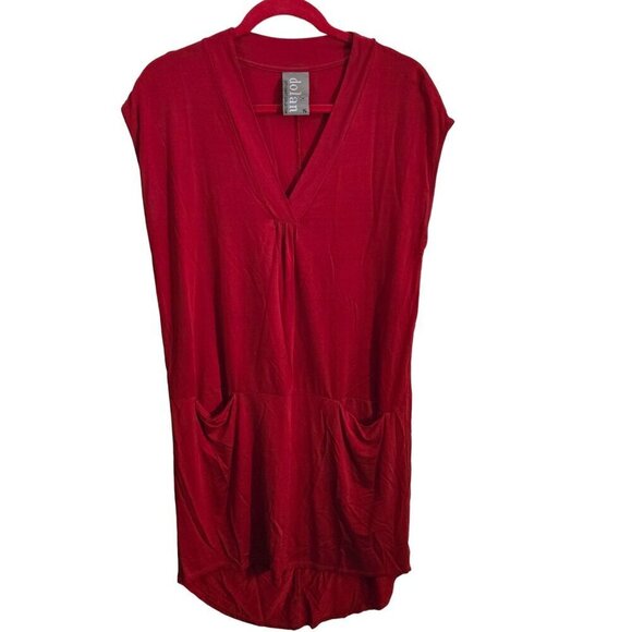 Anthropologie Dolan Left Coast Lola Cocoon Red Tunic Dress V Neck Size XS - Picture 2 of 7